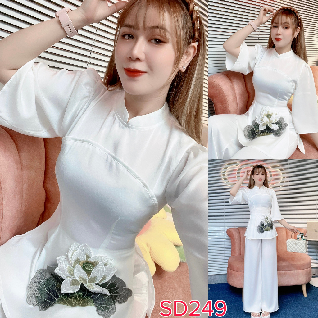 SD249 - Set đồ bộ chơi hè, du lịch, bộ bà ba đi lễ chùa, set LAM HOA SEN ĐI VIẾN CÔ SÁU đẹp dễ thương