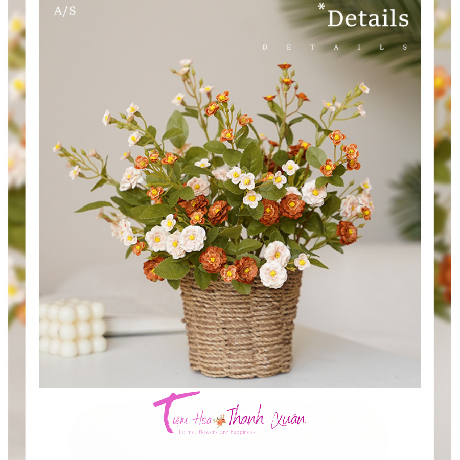 Hoa hồng châu âu, hoa giả decor trang trí cao cấp, hoa hồng ngoại, trang trí lọ hoa,  phụ kiện decor - THTX