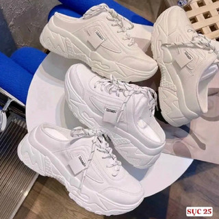 Giày sục trắng kem đế 5cm có tem 👟Freeship extra 👟 Giày Quảng Châu Xịn