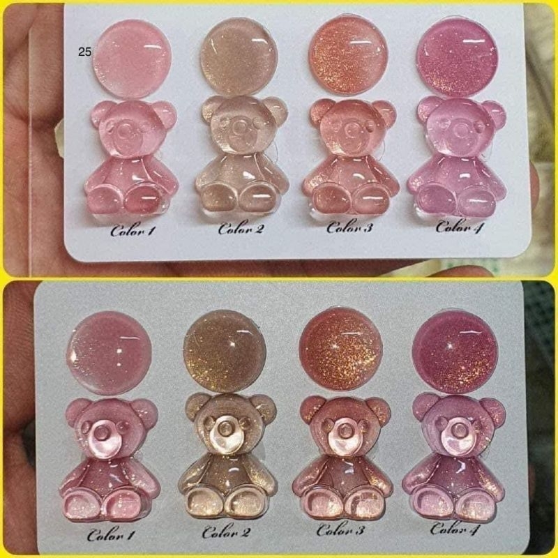 Sét sơn gel Thạch nhũ 4 chai 15ml tặng bảng màu như hình