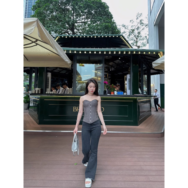 DENIM CORSET GHI RÚT DÂY SIẾT EO