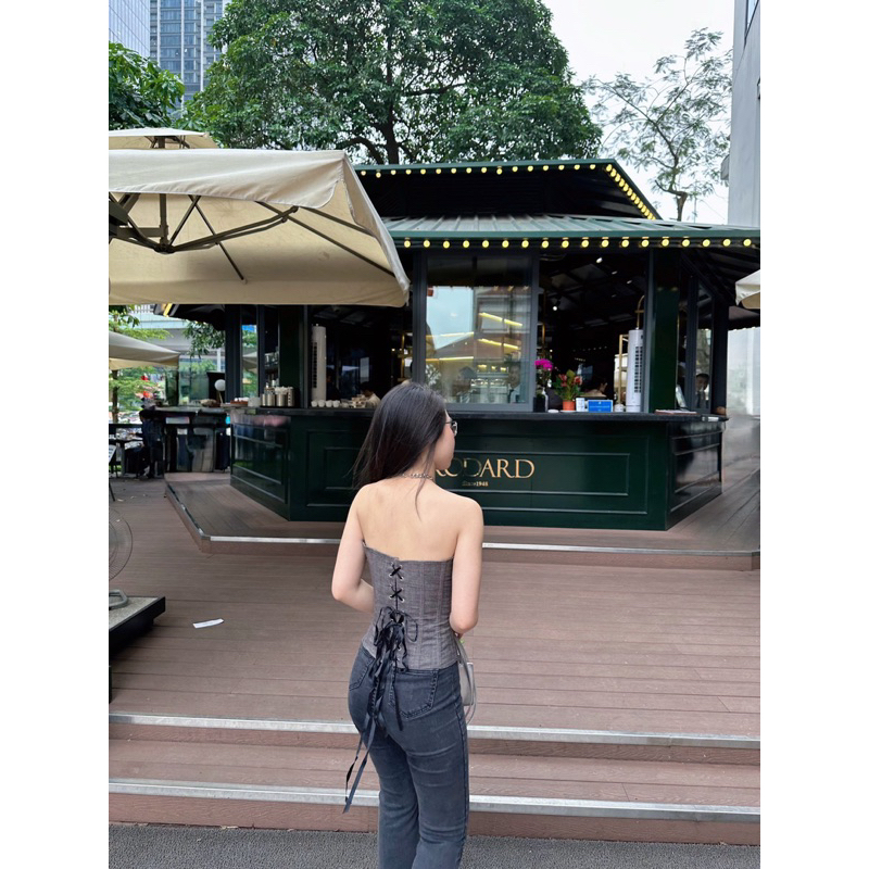 DENIM CORSET GHI RÚT DÂY SIẾT EO