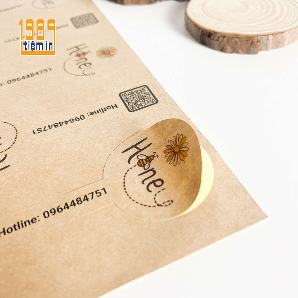 Set 200 logo, tem nhãn decal giấy Kraft - Đa dạng mẫu mã, kích cỡ đáp ứng mọi nhu cầu in ấn