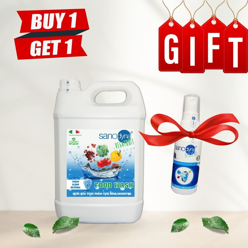 Nước rửa thực phẩm tươi sống Sanodyna Food Wash - 100% Tự Nhiên - thương hiệu từ ITALY – Dung tích 5L F5L