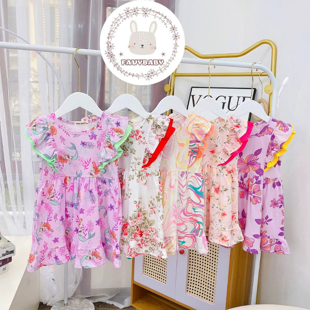 Váy Đầm Bé Gái MINKY MOM Chính Hãng Vải Cotton Mẫu Bèo 2 Lớp Đáng Yêu Cho Bé 0 1 2 3 4 5 Tuổi - Favybaby