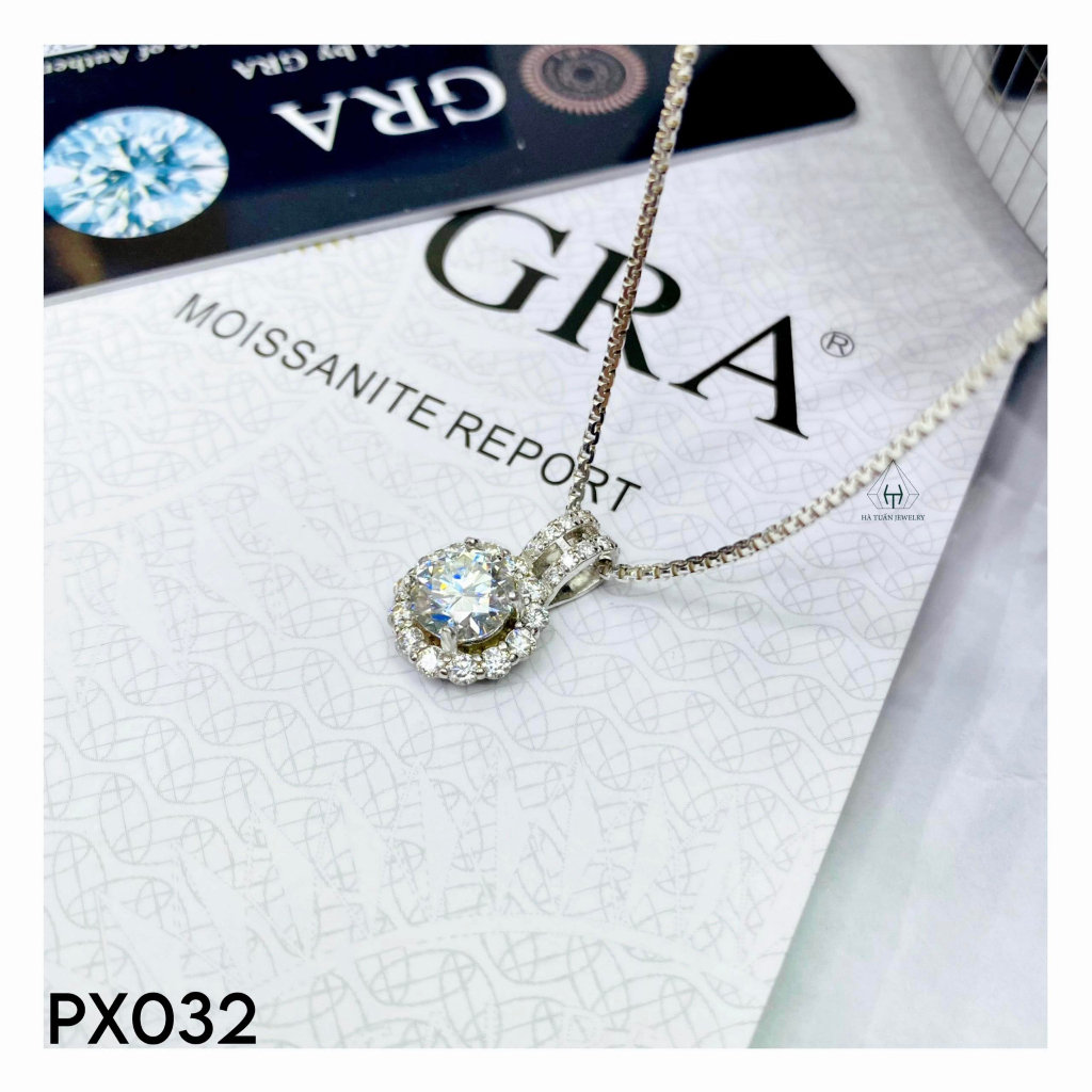 SET dây chuyền Bạc đính full đá Moissanite viên chủ 7mm PX032