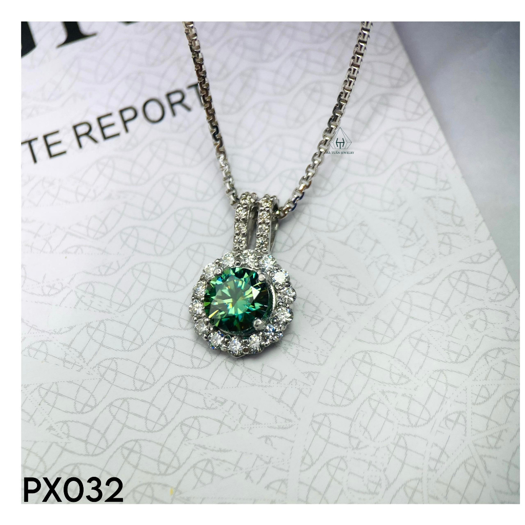 SET dây chuyền Bạc đính full đá Moissanite viên chủ 7mm PX032