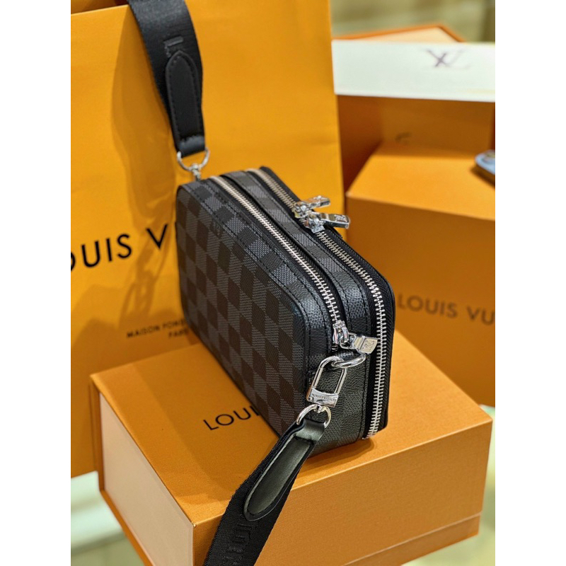 Túi đeo chéo lv alpha mini nam nữ ô đen fullbox xịn sò 17cm nhìu ngăn