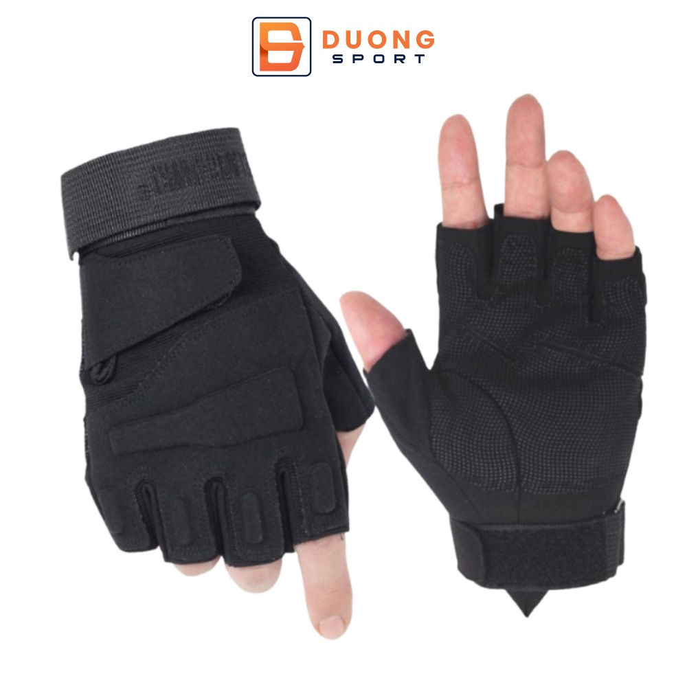 Găng Tay Đi Xe Máy Đi Phượt, Tập Thể Thao Black GT0012