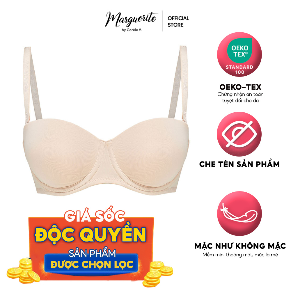Áo ngực cúp ngang Marguerite nâng vừa mút vừa, có gọng, có thể tháo dây, chuẩn an toàn OEKO-TEX từ Corèle Pháp - 12132B