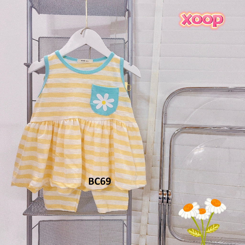 Bộ cộc tay XOOP baby doll,quần legging in hình hoa cúc cho bé gái (8-19kg) BC69,Đồ bộ thời trang trẻ em mặc nhà,đi chơi