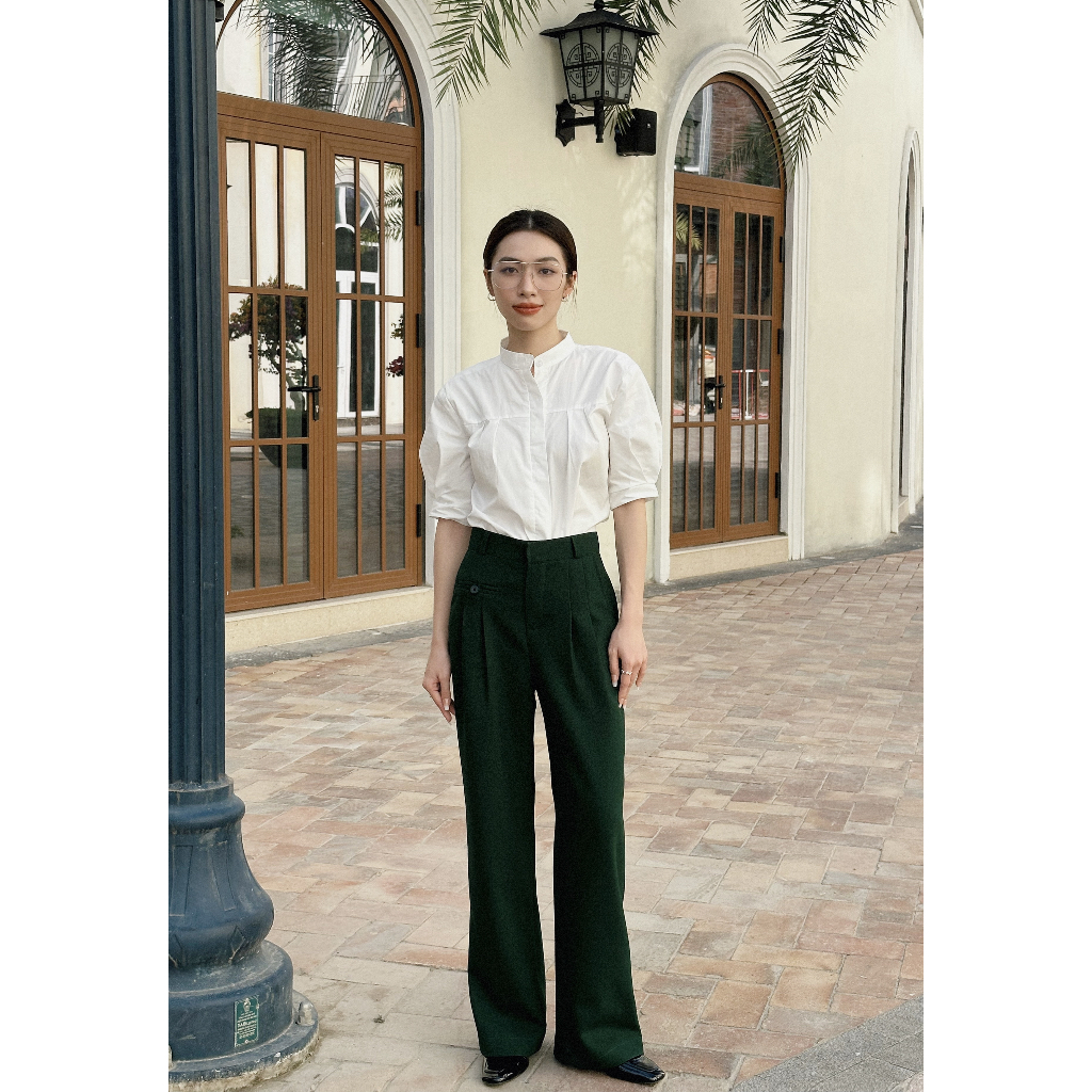 ZIEL Quần ống suông dài cạp cao nhiều màu có xếp ly | Sweat Pants