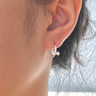  Khuyên tai nữ bông tai nữ bạc ta vòng cong móc nơ đính đá ver 2 KB154 Cá jewelry 