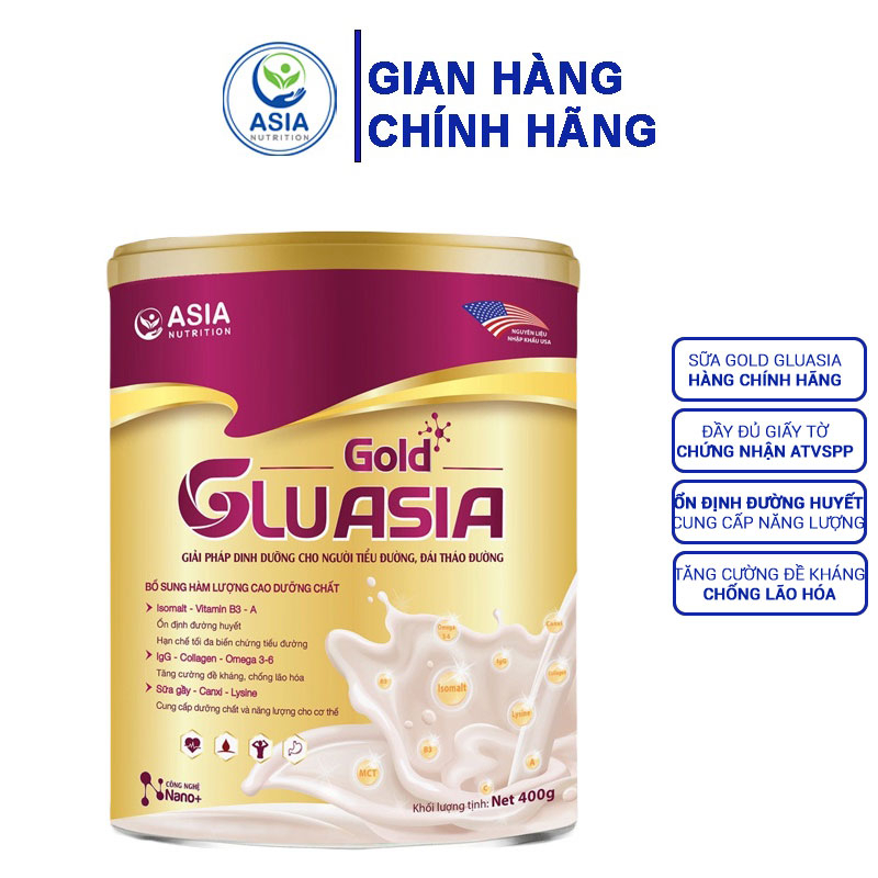 Sữa Glu Asia Gold cao cấp ASIA NUTRITION hỗ trợ cung cấp dinh dưỡng,năng lượng cho người tiểu đường hộp 900g