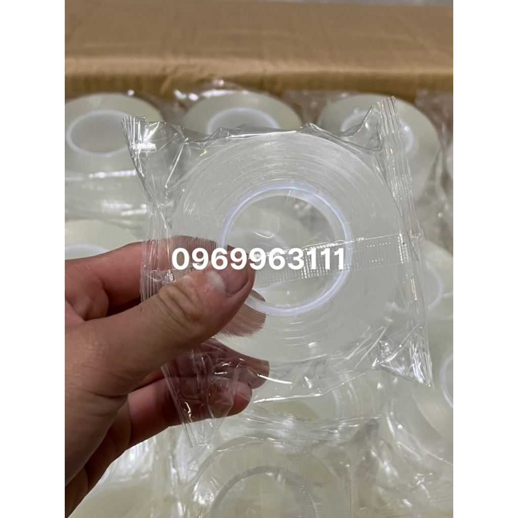 Băng dính trong suốt hai mặt siêu dính băng keo Nano trong suốt dán tường dính mọi bề mặt tiện lợi
