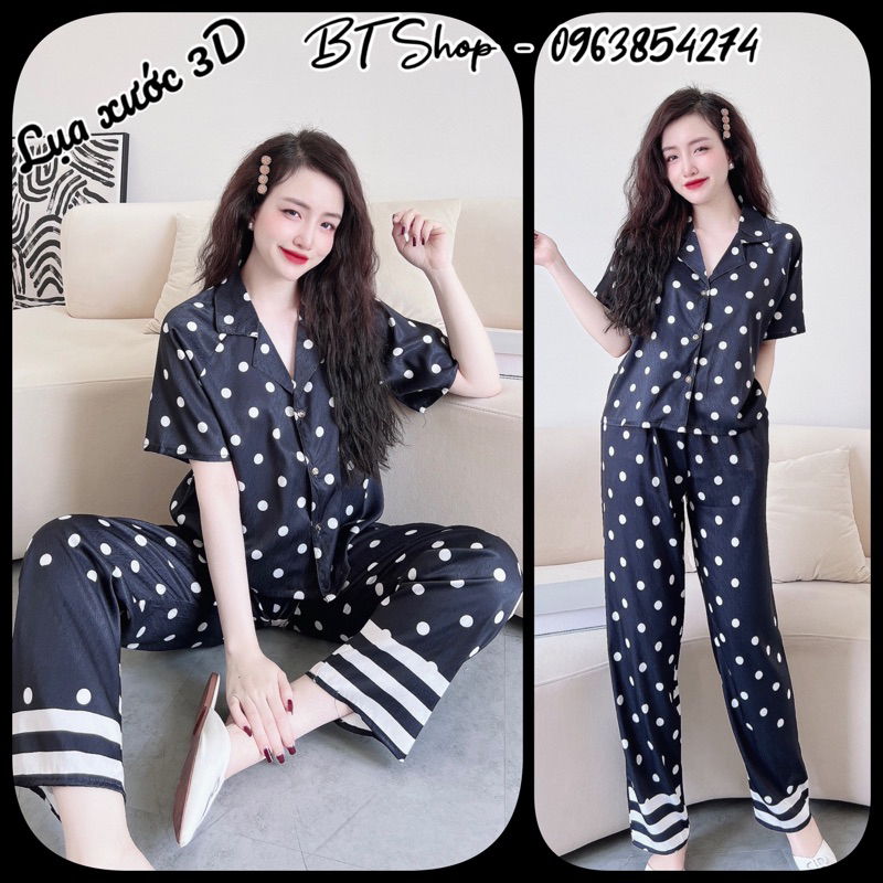 Đồ ngủ mặc nhà lụa pijama croptop quần dài freesize <57kg tuỳ chiều cao