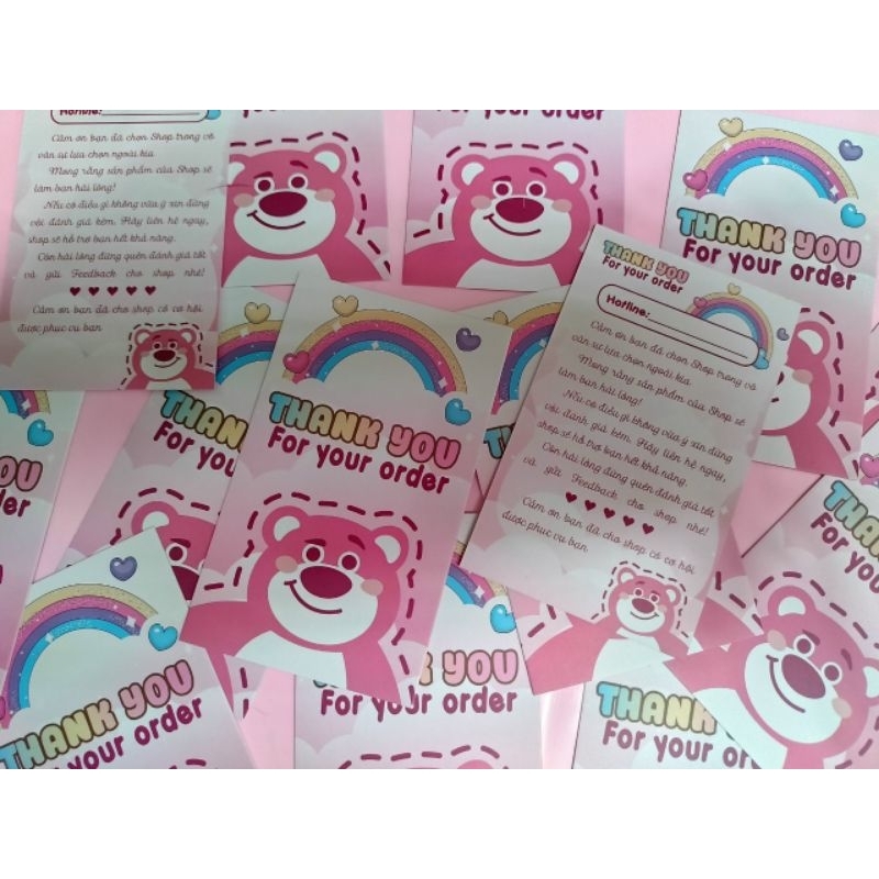 Thiệp Cảm Ơn Khách Hàng, Card Thanks You Gấu Dâu