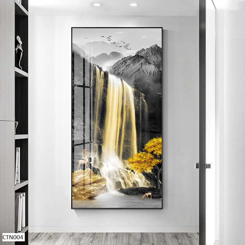 Tranh Treo Tường Tráng Gương 5D Thác Nước Tài Lộc - Simple House, Dùng Trang Trí Nhà Cửa, Decor Phòng Khách/Cầu Thang