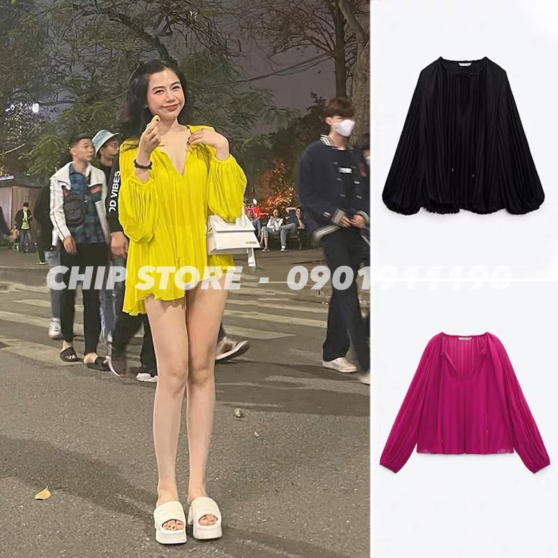 ÁO XẾP LY BÈO ZARA XUẤT DƯ XỊN TIỂU THƯ SANG CHẢNH