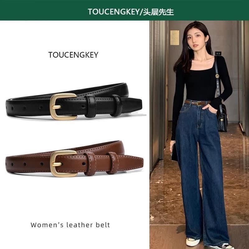 Thắt lưng da khóa kim loại đơn giản phong cách Hàn Quốc cho nữ AĐ03