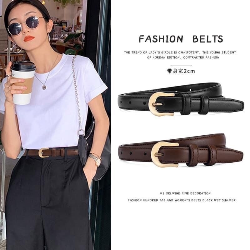 Thắt lưng da khóa kim loại đơn giản phong cách Hàn Quốc cho nữ AĐ03