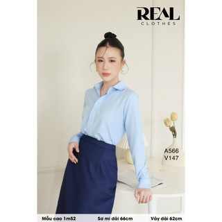 Sơ mi công sở dáng suông basic blue_REAL