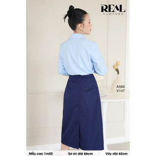 Sơ mi công sở dáng suông basic blue_REAL
