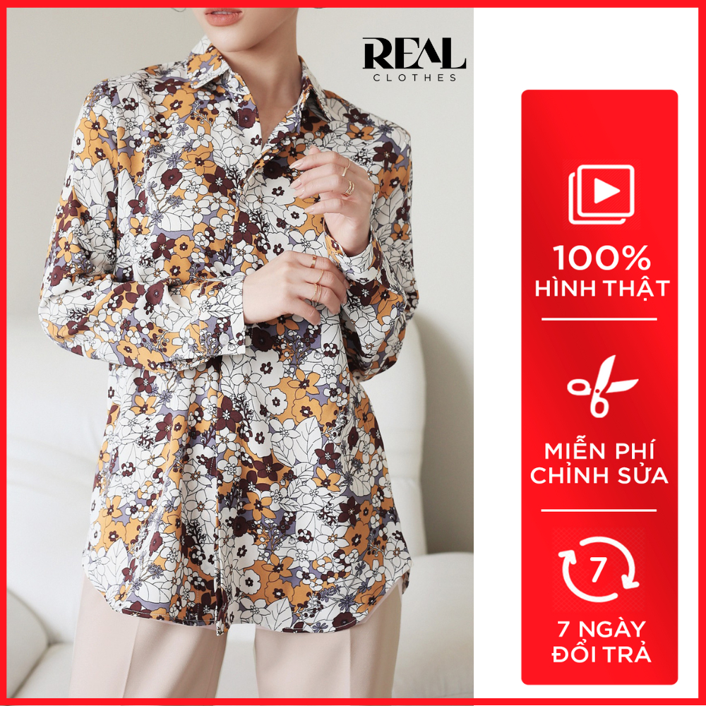 Sơ mi hoa nâu_REAL