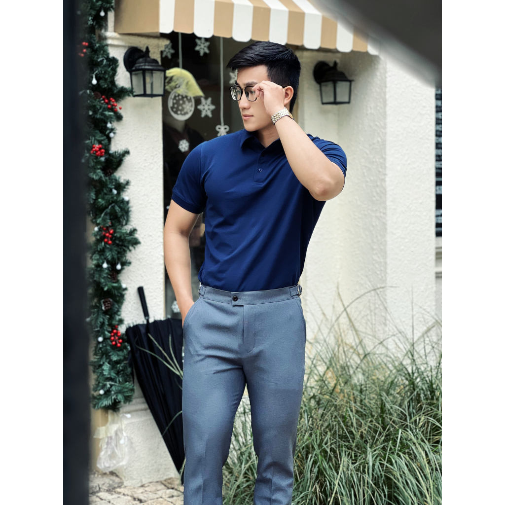 QT014-3 Quần Tây Khaki Nam DOCAS Vải Cotton Màu Xám Phom Slim Crop