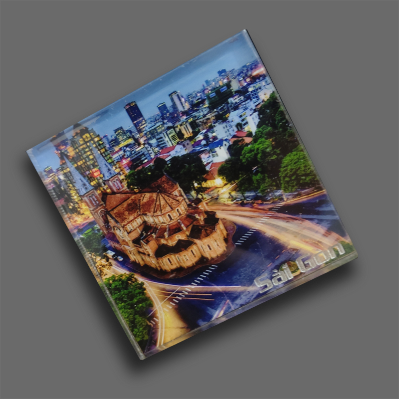 Nam châm tủ lạnh bằng nhựa trong suốt hình Sài Gòn -Việt Nam