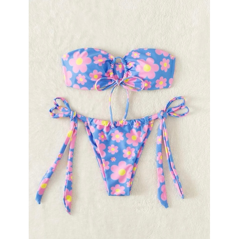 Bộ Bikini Nữ Thắt nơ trước Hoa trendy 057