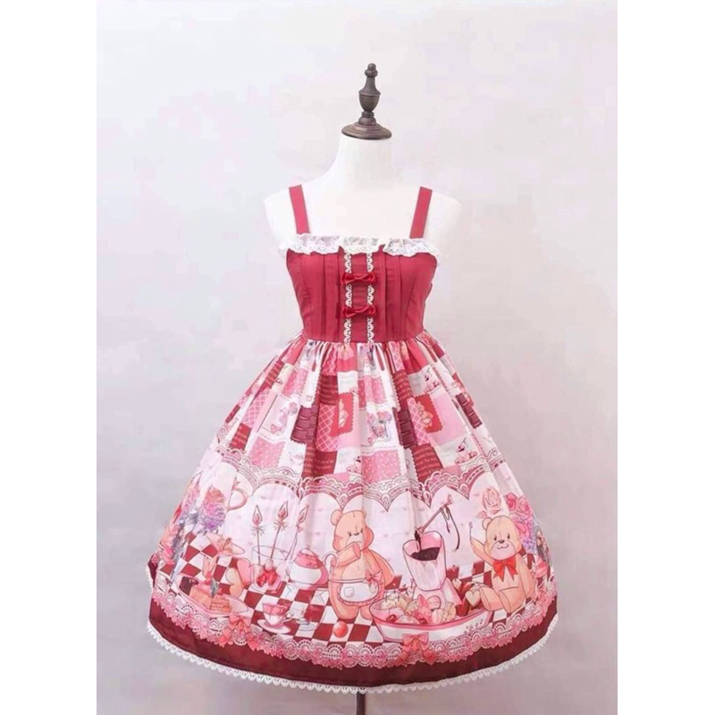 Váy đầm Lolita JSK brand Punk Street Lolita màu đỏ
