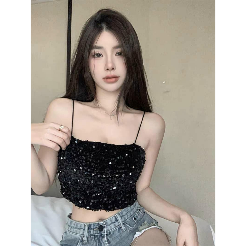 Áo 2 dây đính kim sa xinh xinh (kèm ảnh thật và video)