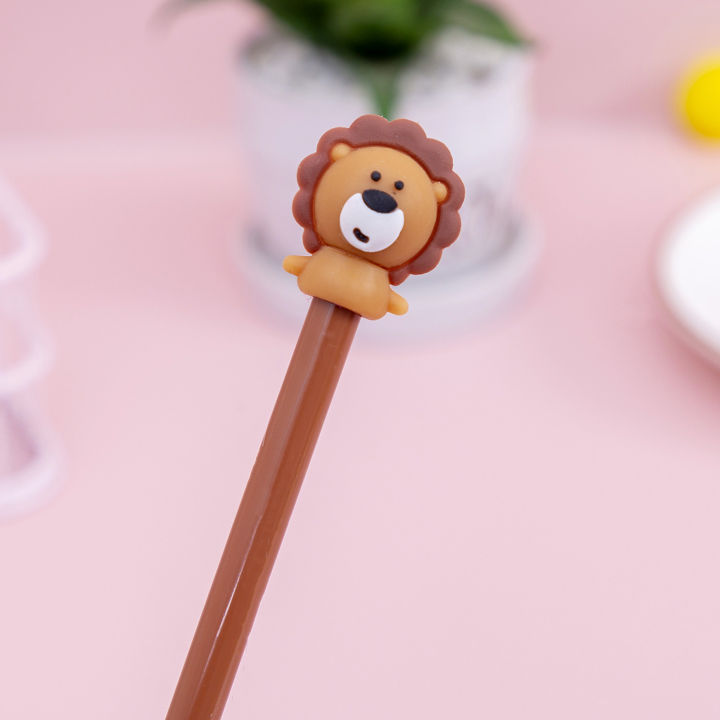 Bút bi gel mực nước cute hình động vật đáng yêu , bút gel đen ngòi 0.5mm hình hươu cao cổ, ngựa, sư tử dễ thương