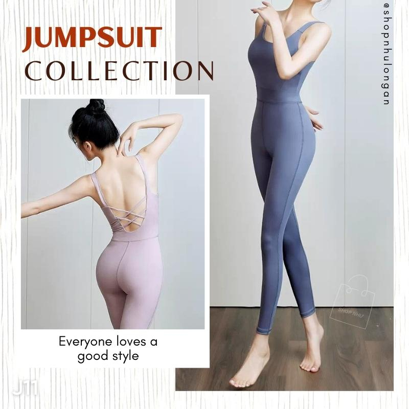 Jumpsuit nữ J11 hở lưng hàng Quảng Châu cao cấp vải co giãn 4 chiều, chuyên tập Gym Yoga
