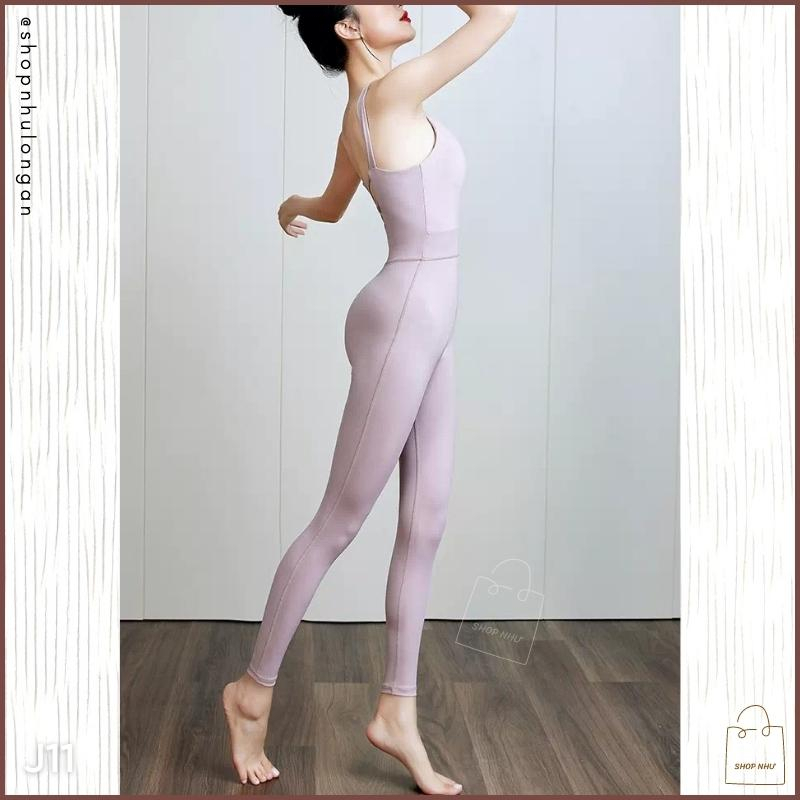 Jumpsuit nữ J11 hàng Quảng Châu cao cấp hở lưng vải co giãn 4 chiều, chuyên tập Gym Yoga