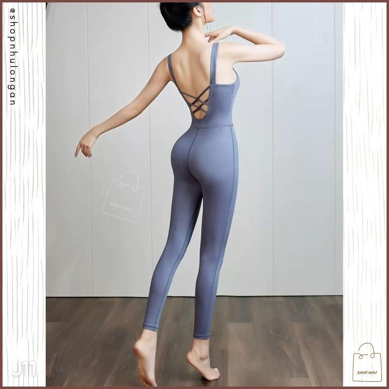 Jumpsuit nữ J11 hàng Quảng Châu cao cấp hở lưng vải co giãn 4 chiều, chuyên tập Gym Yoga