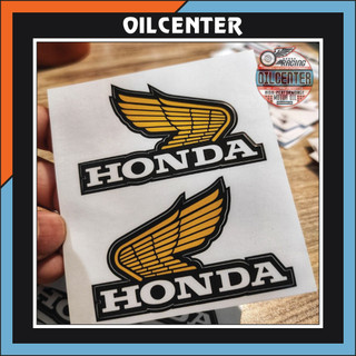 Bộ 2 logo tem cánh chim honda Wing Classic 1978 màu vàng dán xe máy, xe tay ga