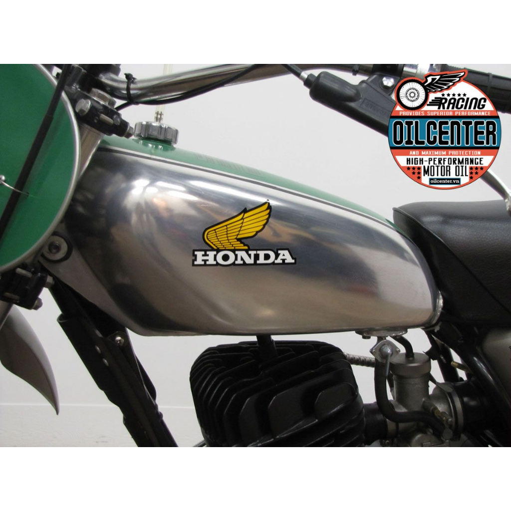 Bộ 2 logo tem cánh chim honda Wing Classic 1978 màu vàng dán xe máy, xe tay ga