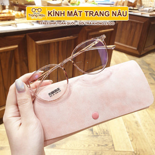 Gọng kính mắt tròn nam nữ chất liệu nhựa dẻo thanh mảnh nhẹ nhàng 513 - Kính Mắt Trang Nâu