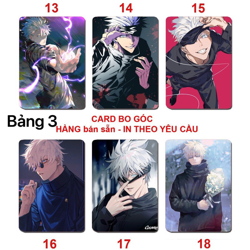 Thẻ card bo góc Gojo Satoru 6 ảnh khác nhau / Card in hình Gojo Satoru JuJutsu Kaisen