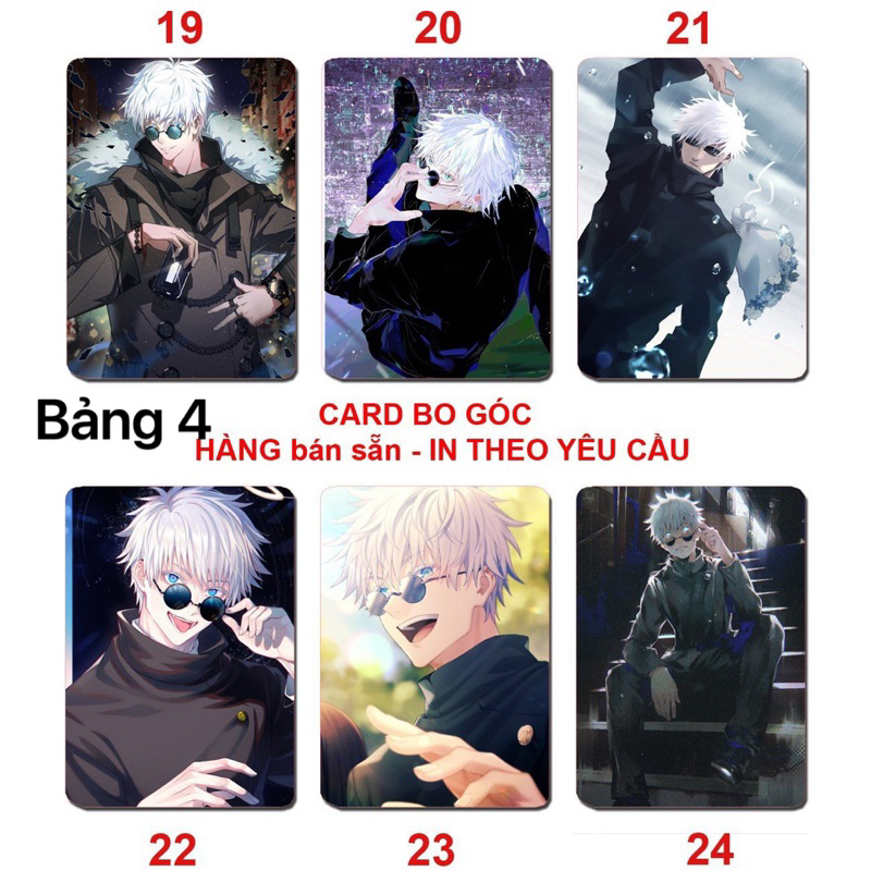 Thẻ card bo góc Gojo Satoru 6 ảnh khác nhau / Card in hình Gojo Satoru JuJutsu Kaisen