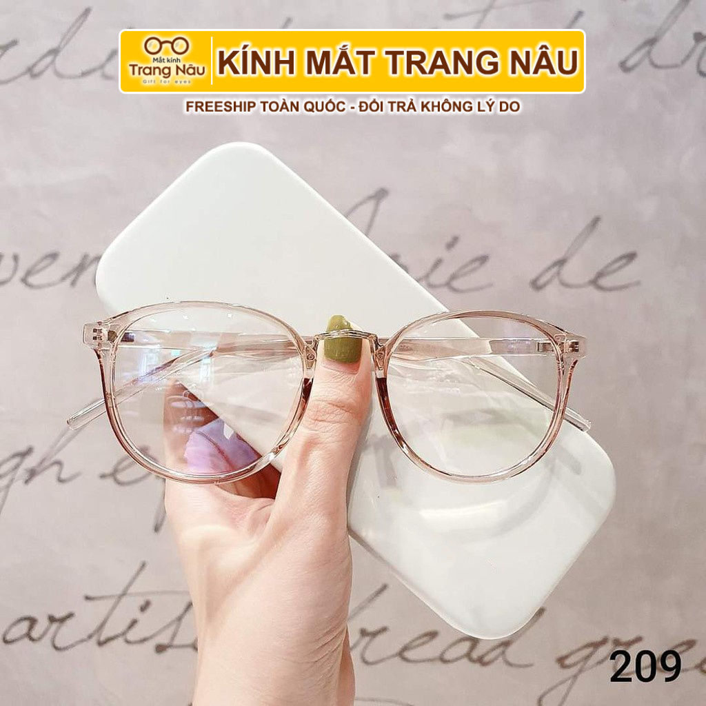 Gọng kính tròn nam nữ chất liệu nhựa dẻo phụ kiện thời trang 209 nhiều màu có thể thay lắp mắt cận