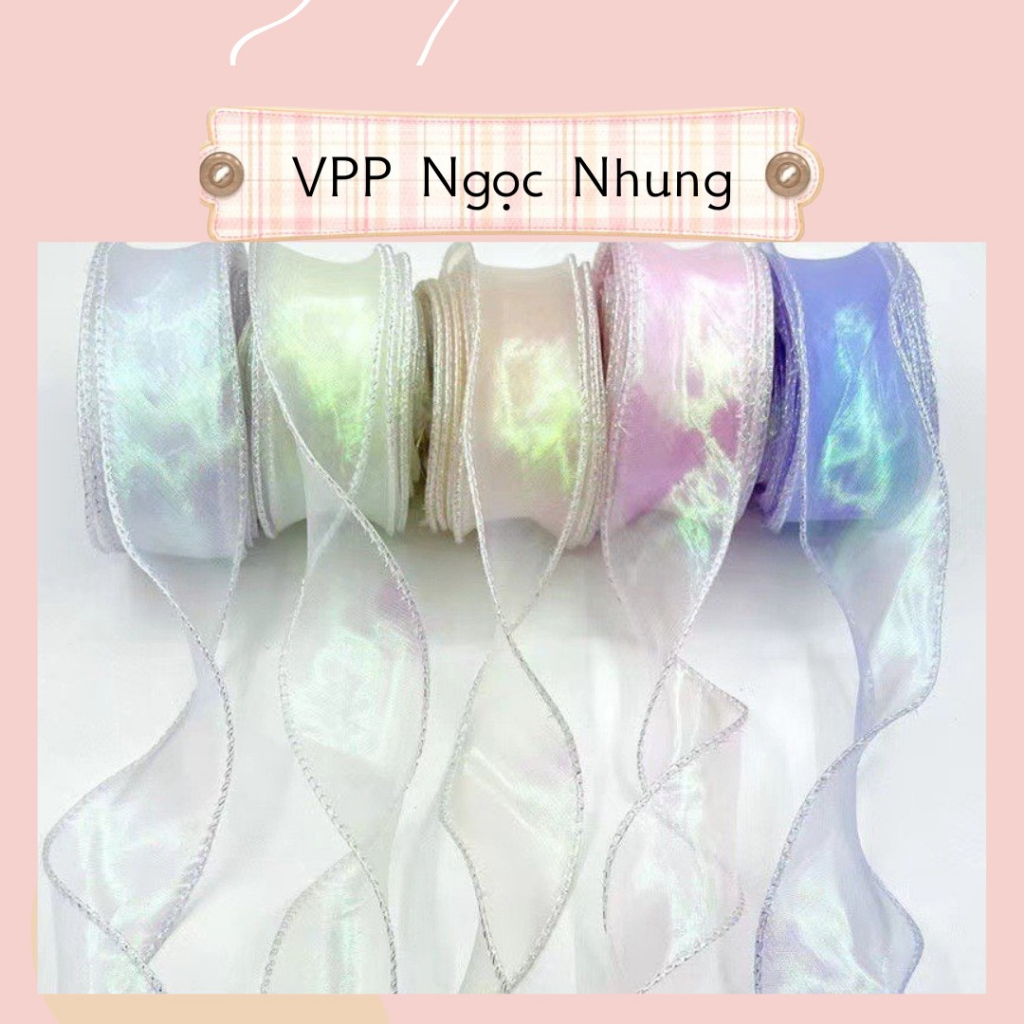 Ruy băng lụa voan ánh kim 4 cm