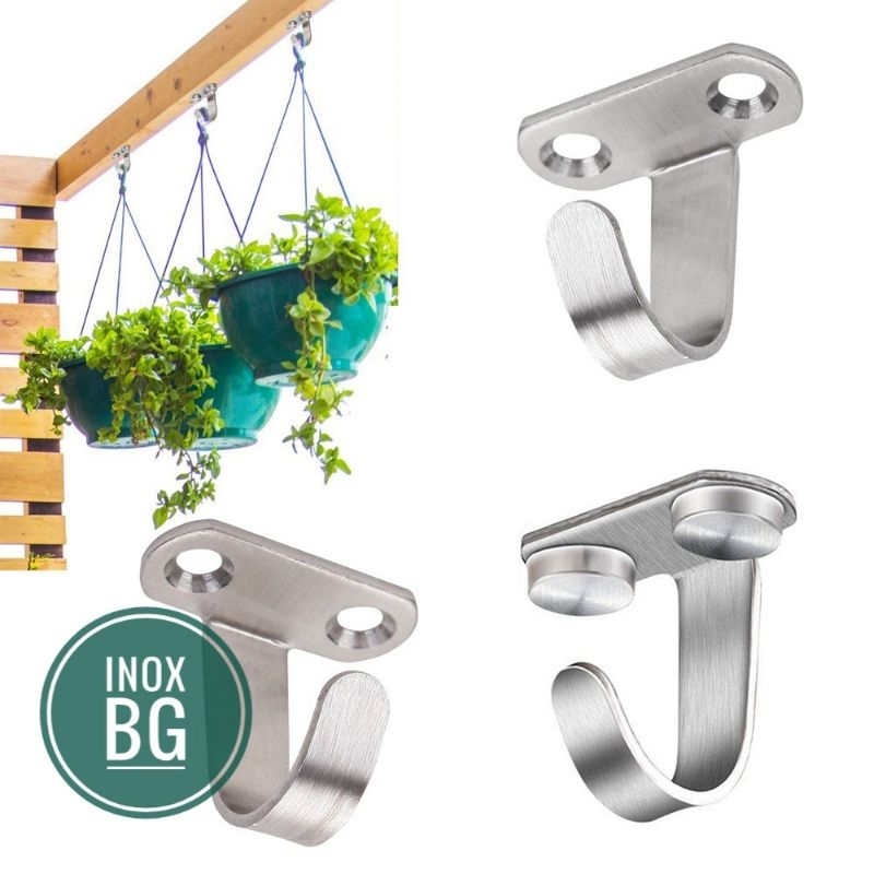 SET 2/5/10 Móc Treo Đồ Hình Chữ J,Lắp ngược Trần, Lắp Ngược Đáy Tủ Bằng INOX Tiện Dụng
