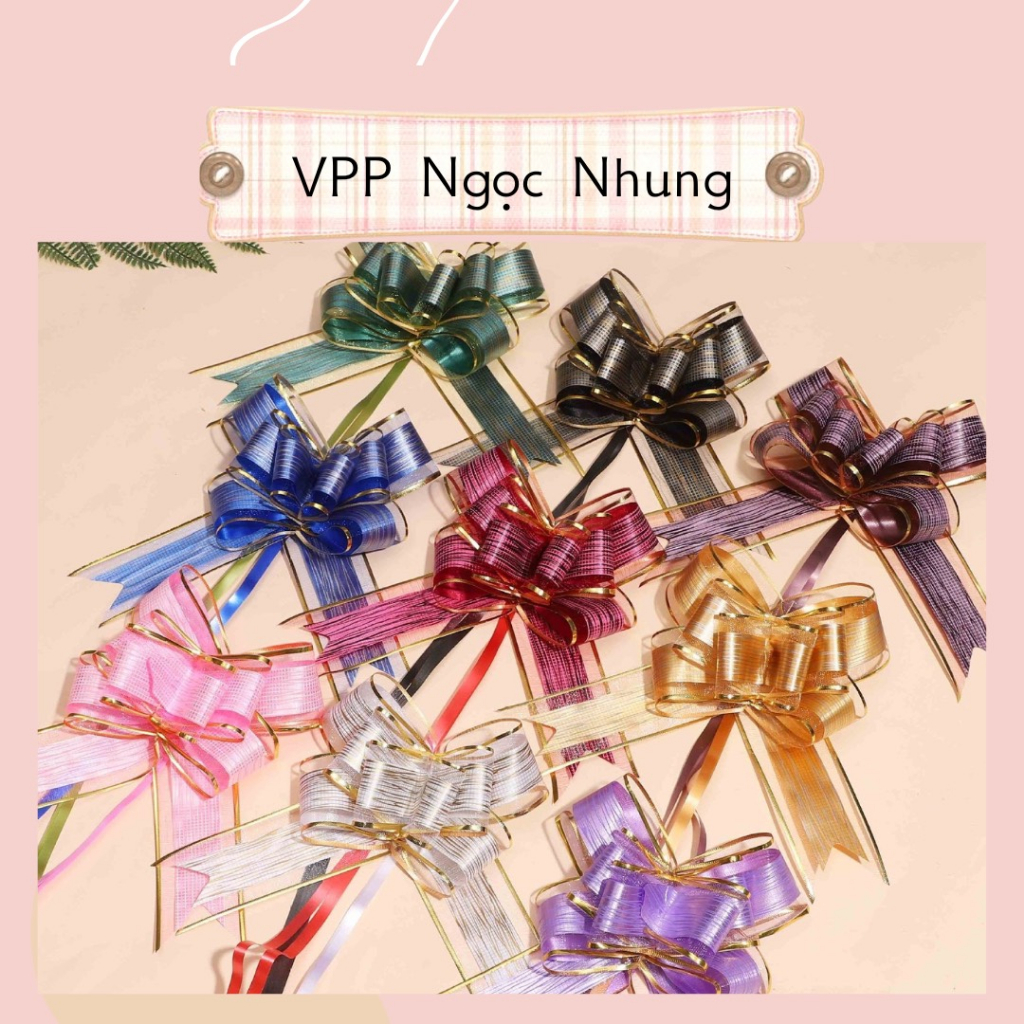 Nơ rút ❤️cánh bướm voan kim tuyến❤️ size lớn 20 cm trang trí giỏ hoa, bó hoa, hộp quà, xe hoa