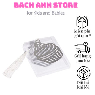 Bookmark đánh dấu sách kim loại kèm dây tua - chiếc bánh