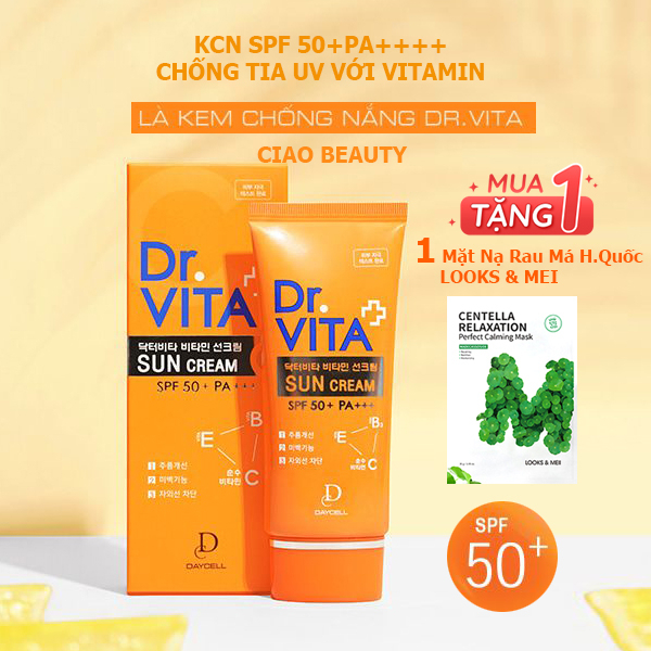 Kem Chống Nắn Dr.Vita Daycell Vitamin Sun Cream Spf50 + Pa + + + 50g Tiện Dụng