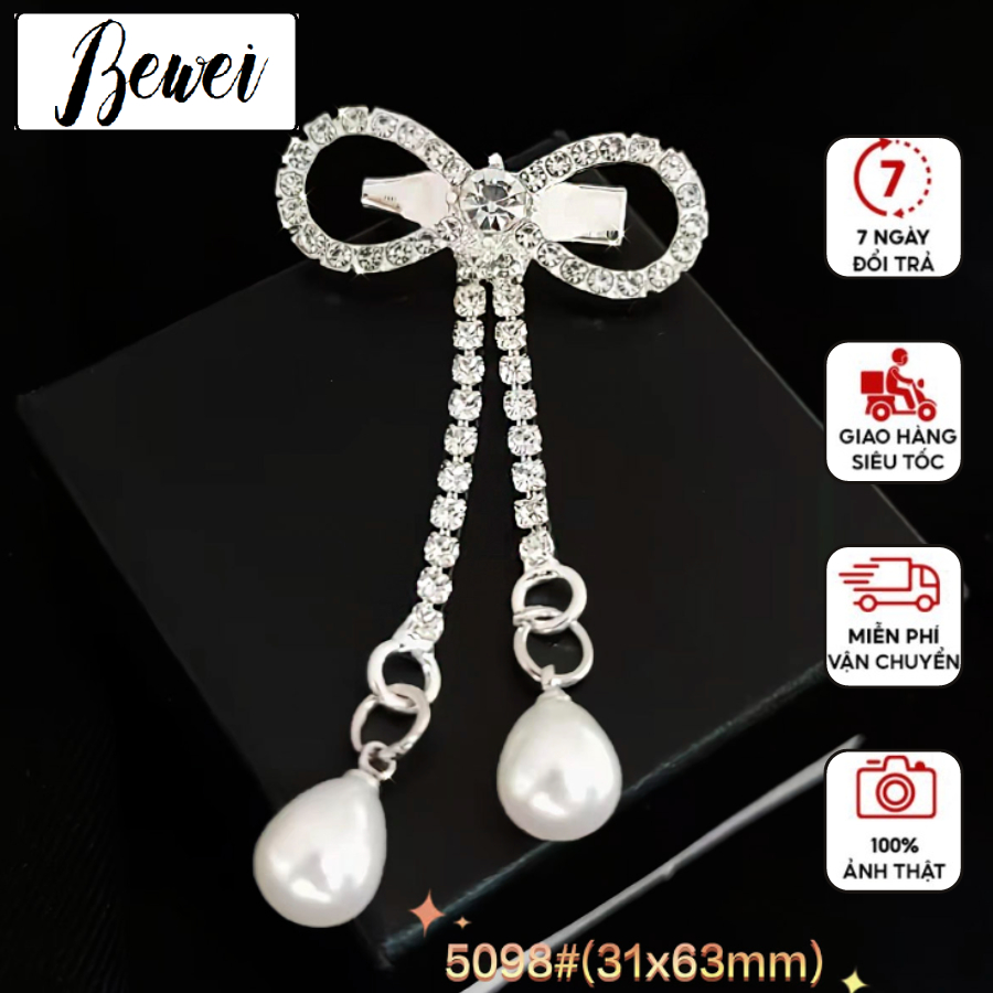 Ghim cài áo hình nơ đính đá nhân tạo thời trang cho nữ