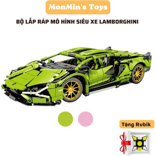  Đồ Chơi Lắp Ráp Mô Hình Siêu Xe Lamborghini Phiên Bản Đèn và Điều Khiển Từ Xa 1:14 